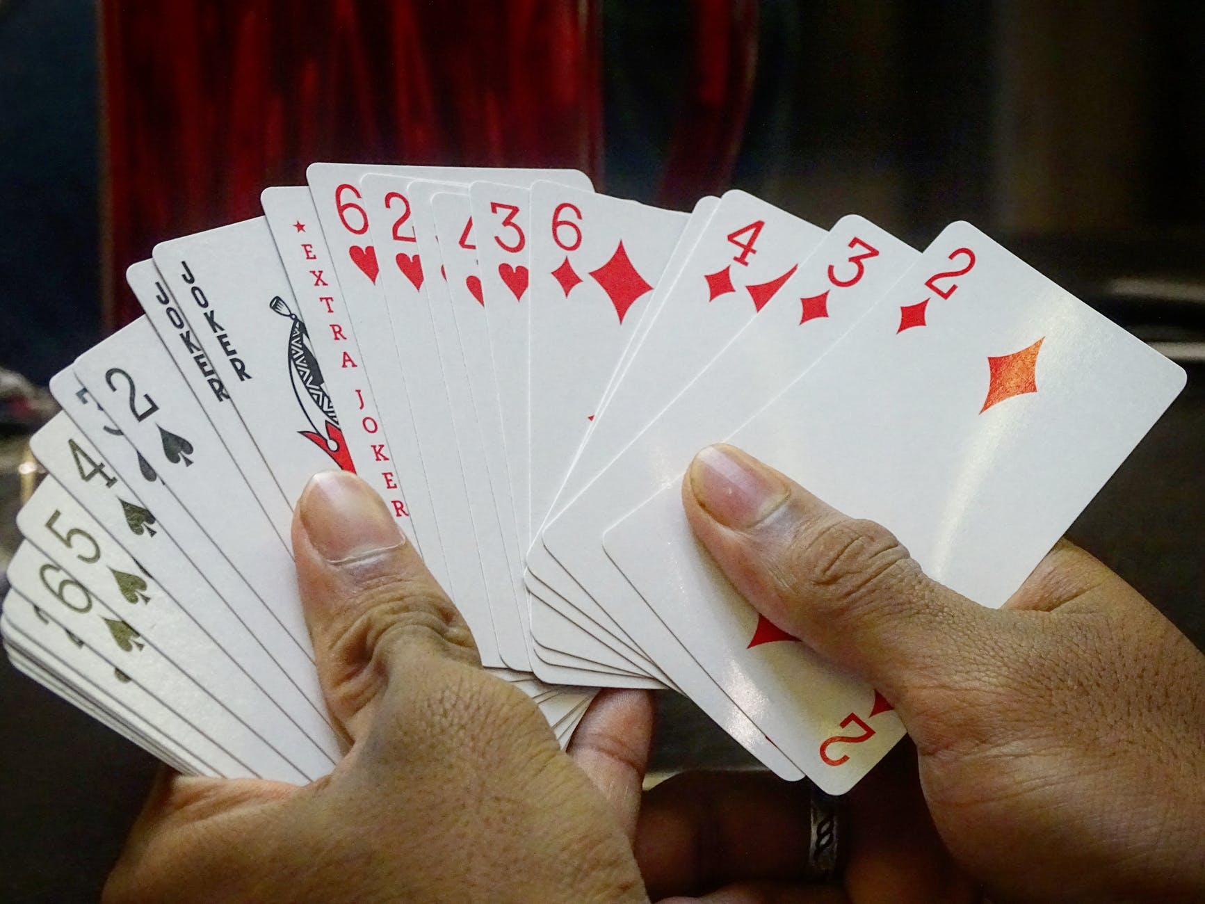 gaming cards on hands